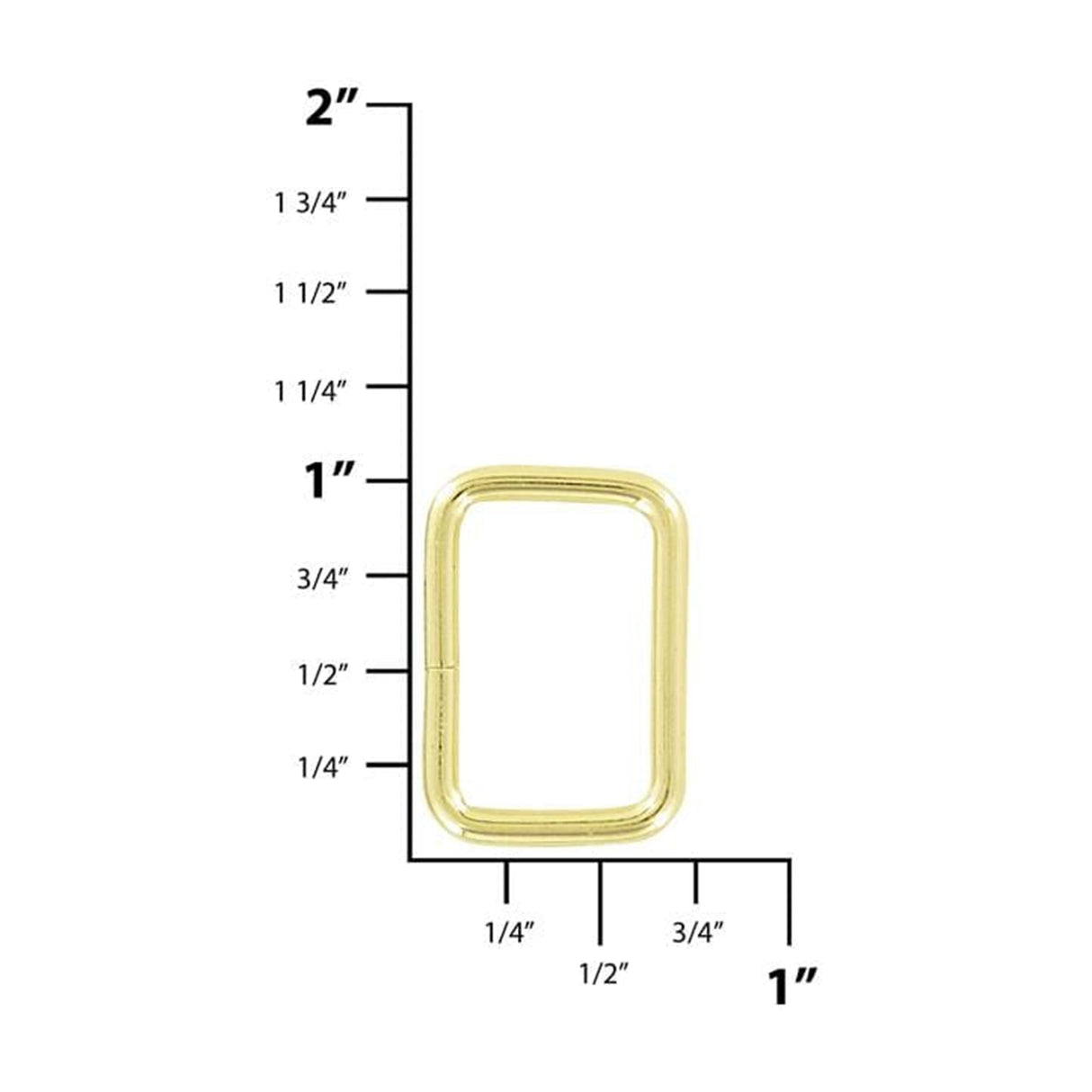 3/4" Shiny Brass Plate, Split Rectangular Ring, Steel