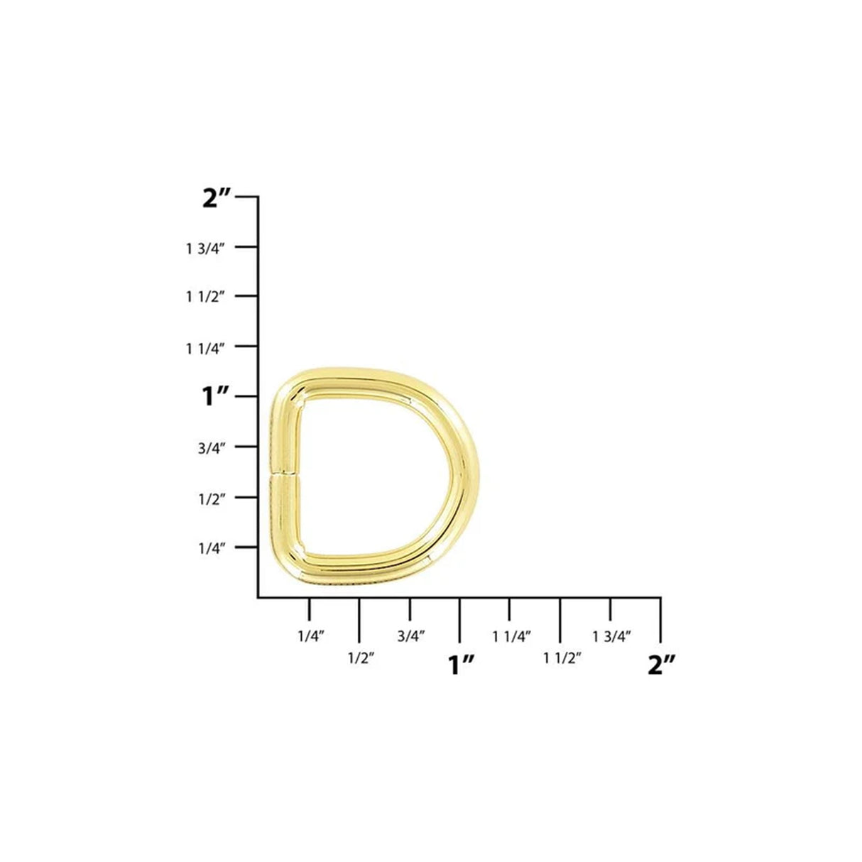 3/4" Gold, Split D Ring, Steel