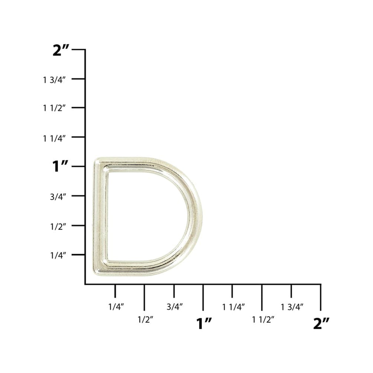 3/4" Nickel, Cast D-Ring, Zinc Alloy