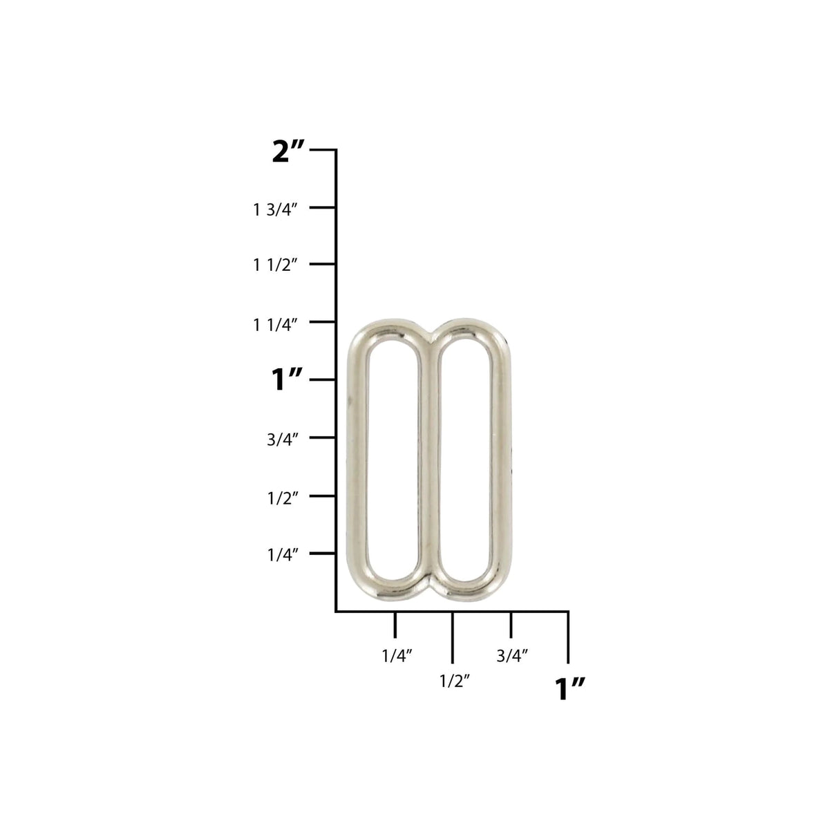 1" Nickel, Cast Rounded Tri Bar Slide, Zinc Alloy