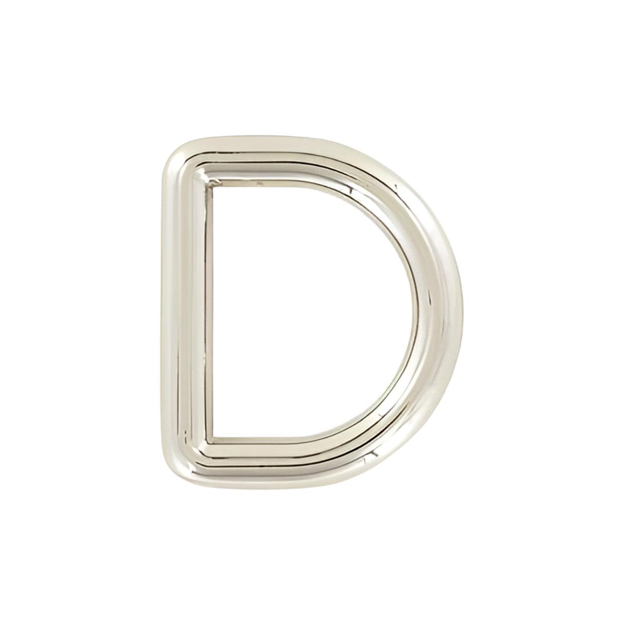 3/4" Shiny Nickel, Solid D Ring, Zinc Alloy