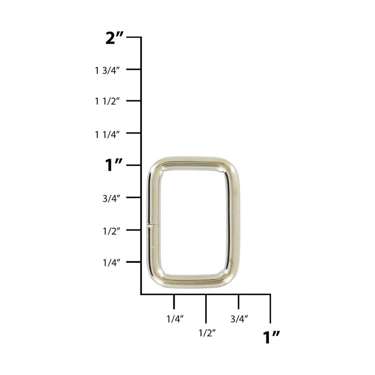 3/4" Shiny Nickel, 18x26mm Split Rectangular Ring, Steel