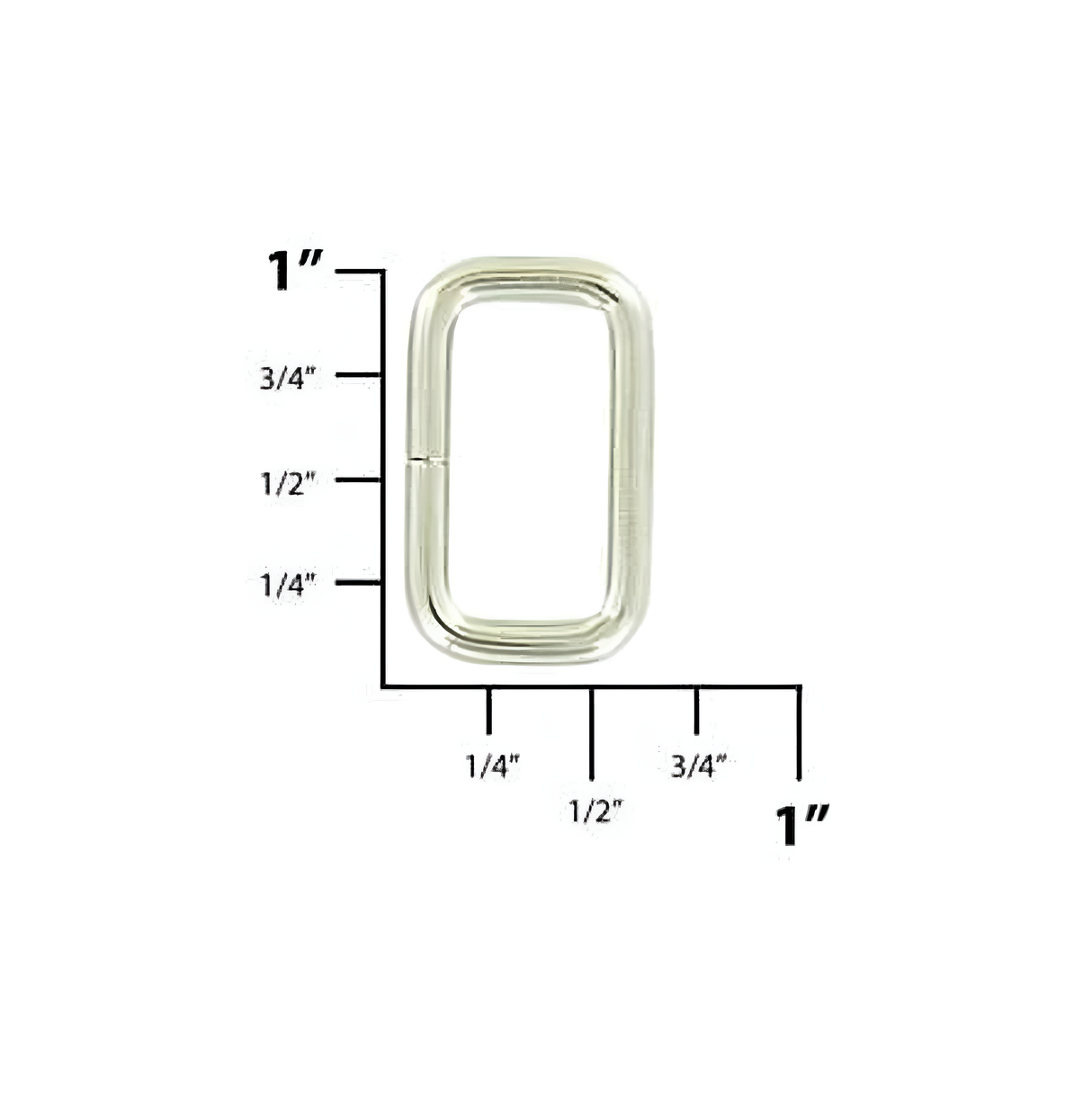 3/4" Shiny Nickel, 1x5/8"Split Rectangular Ring, Steel