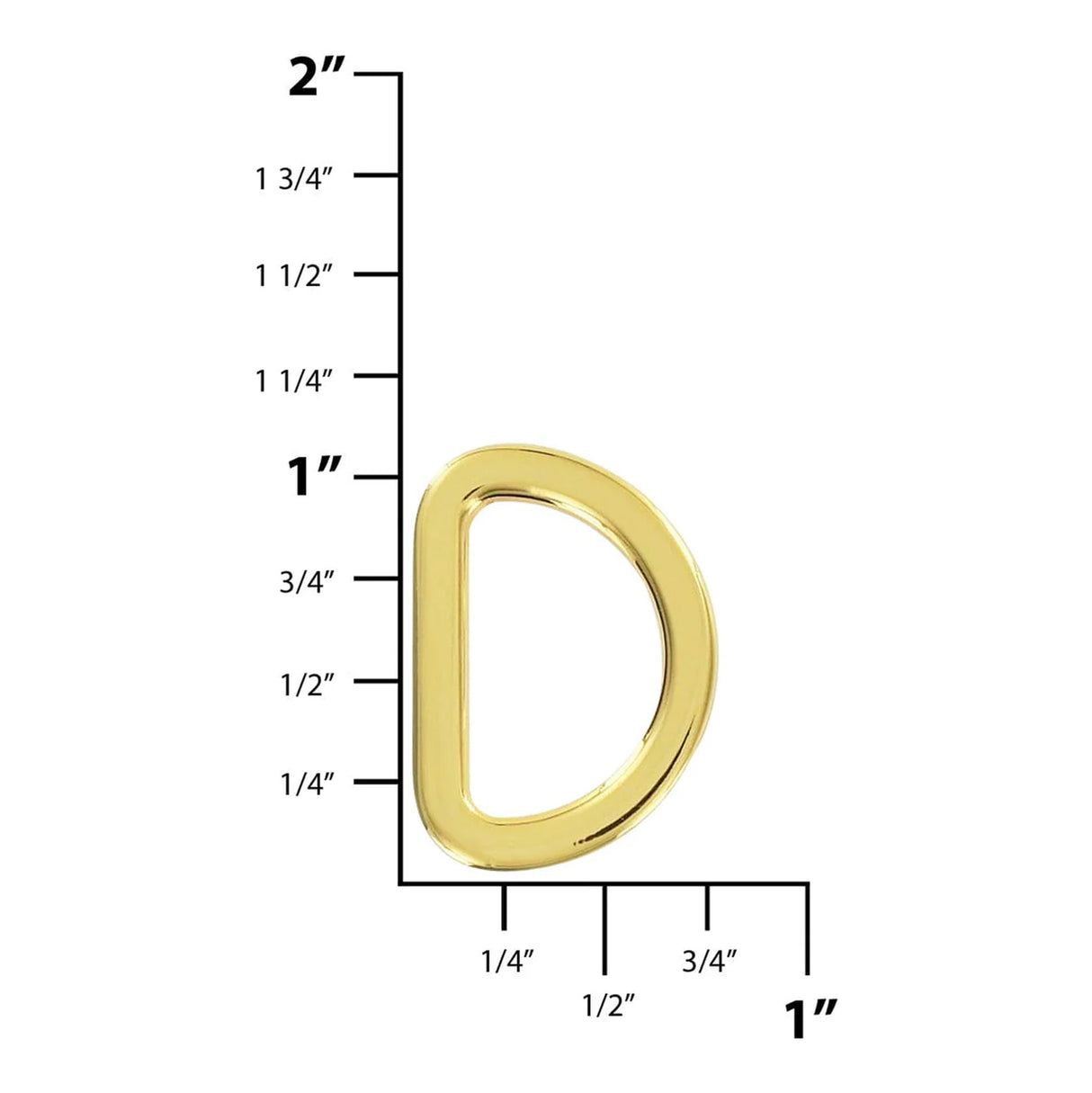 3/4" Shiny Gold, Flat Cast D Ring, Zinc Alloy-PK5