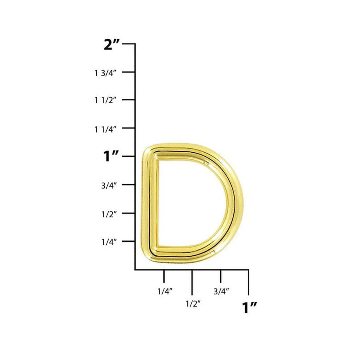 3/4"Shiny Gold, Solid D Ring, Zinc Alloy