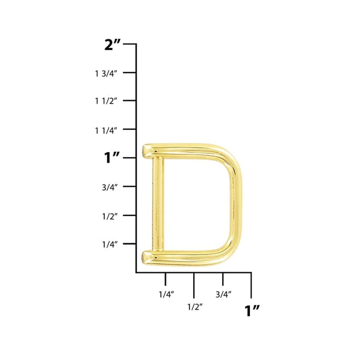 3/4" Shiny Gold, Solid D Ring, Zinc Alloy-PK5