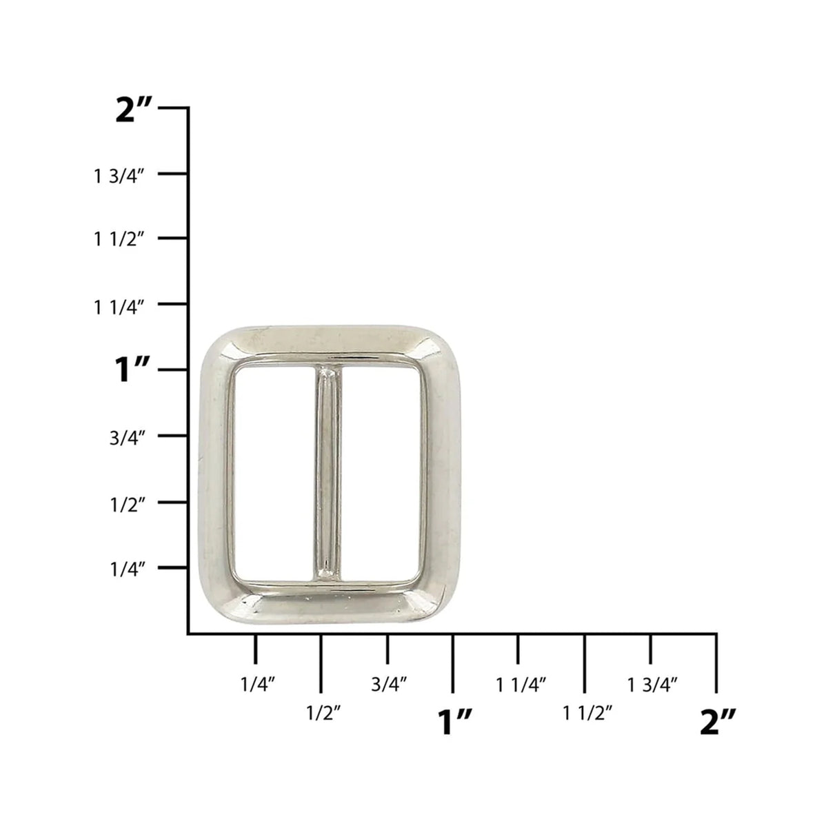 3/4" Shiny Nickel, Cast Concave Tri Glide Buckle, Zinc Alloy