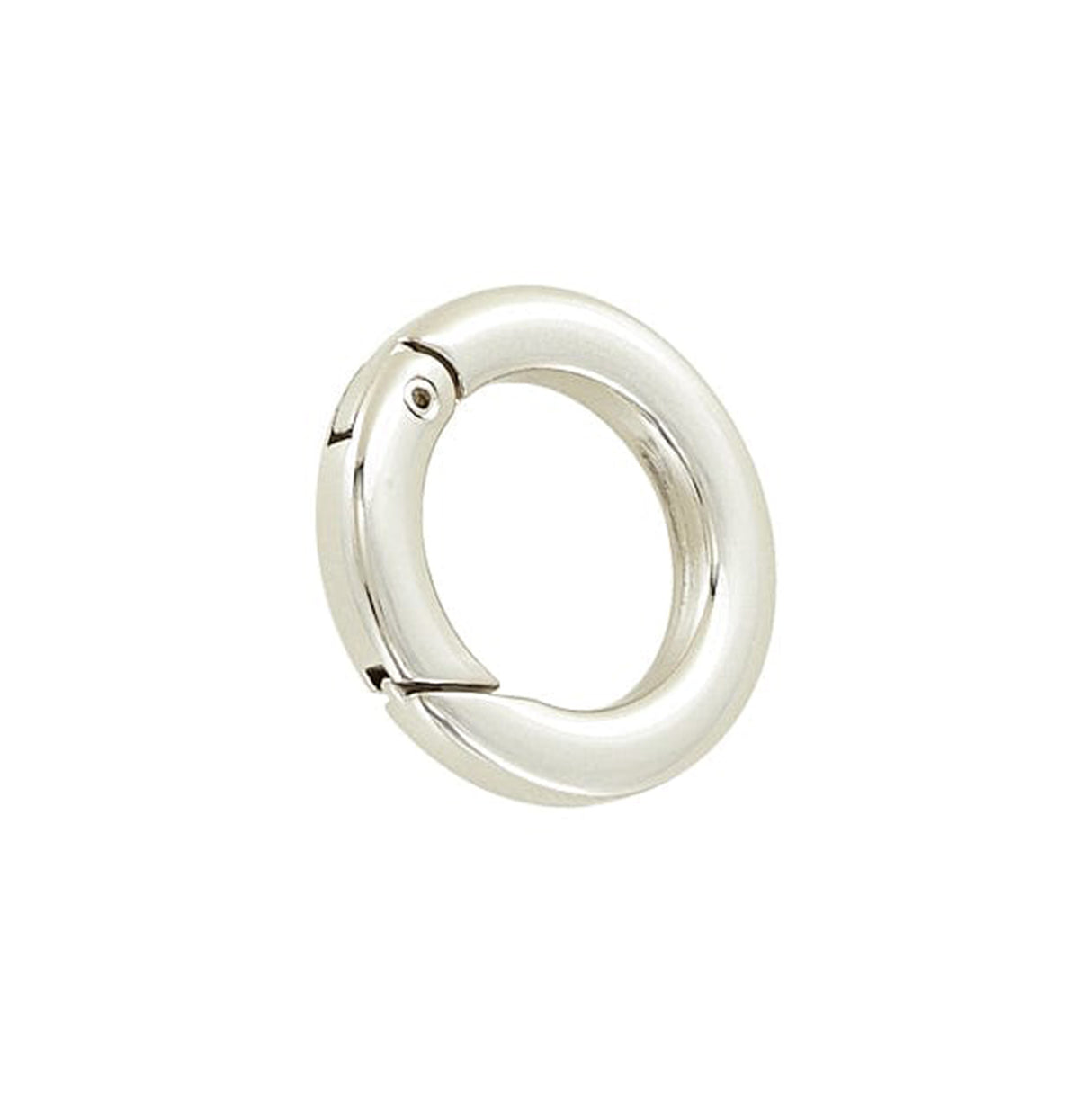 3/4" Shiny Nickel, Spring Gate Flat Round Ring, Zinc Alloy