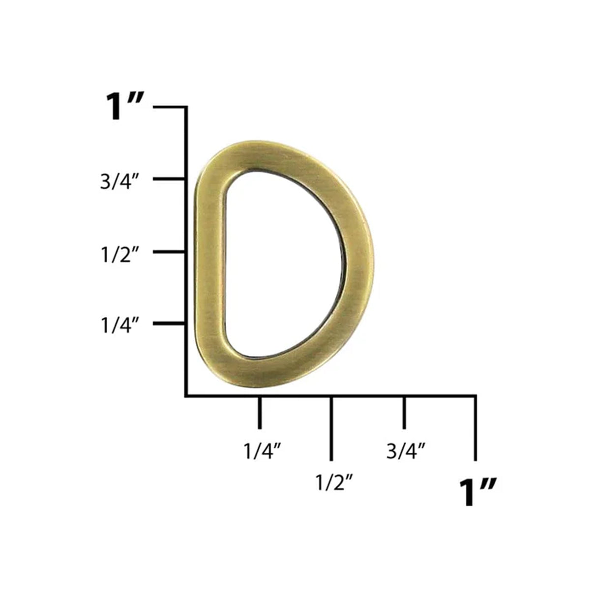 5/8" Antique Brass, Cast Flat D Ring, Zinc Alloy-PK5