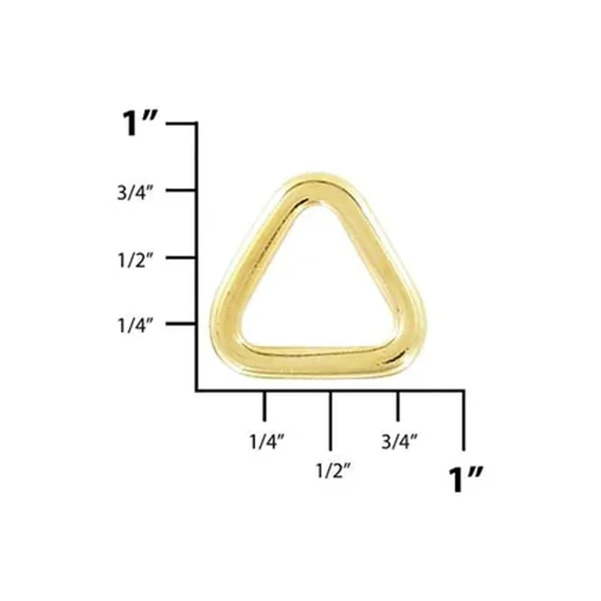 5/8" Shiny Gold, Flat Triangle Ring, Zinc Alloy