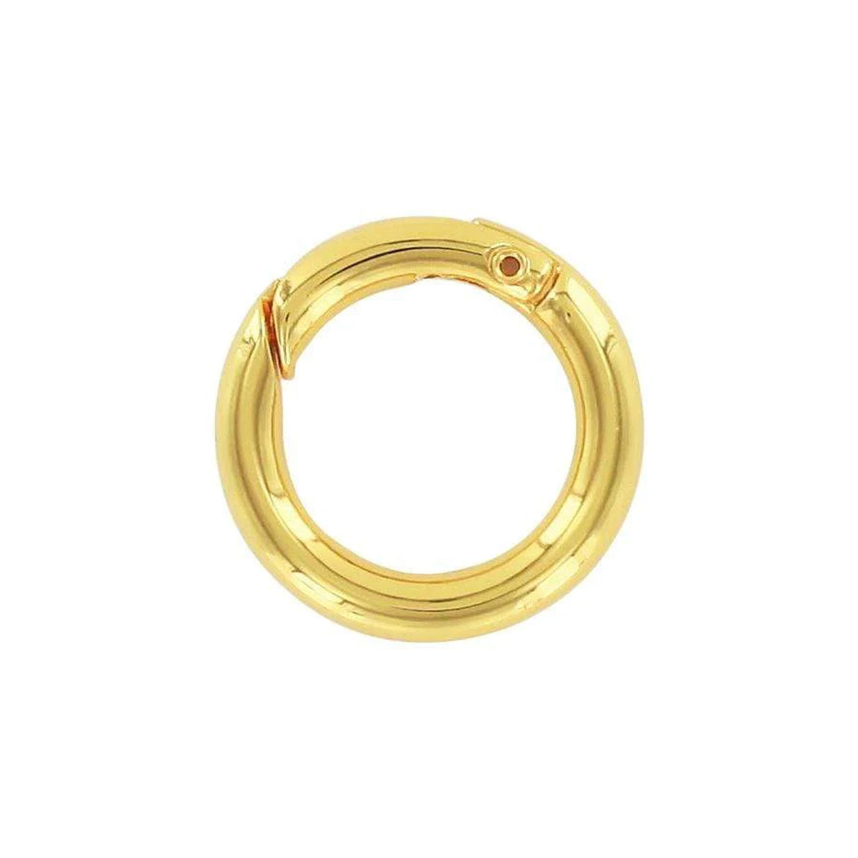 5/8" Shiny Gold, Spring Gate Round Ring, Zinc Alloy-PK5