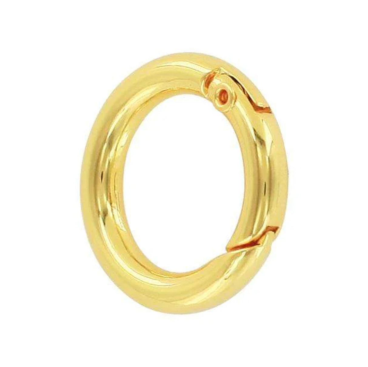 5/8" Shiny Gold, Spring Gate Round Ring, Zinc Alloy-PK5
