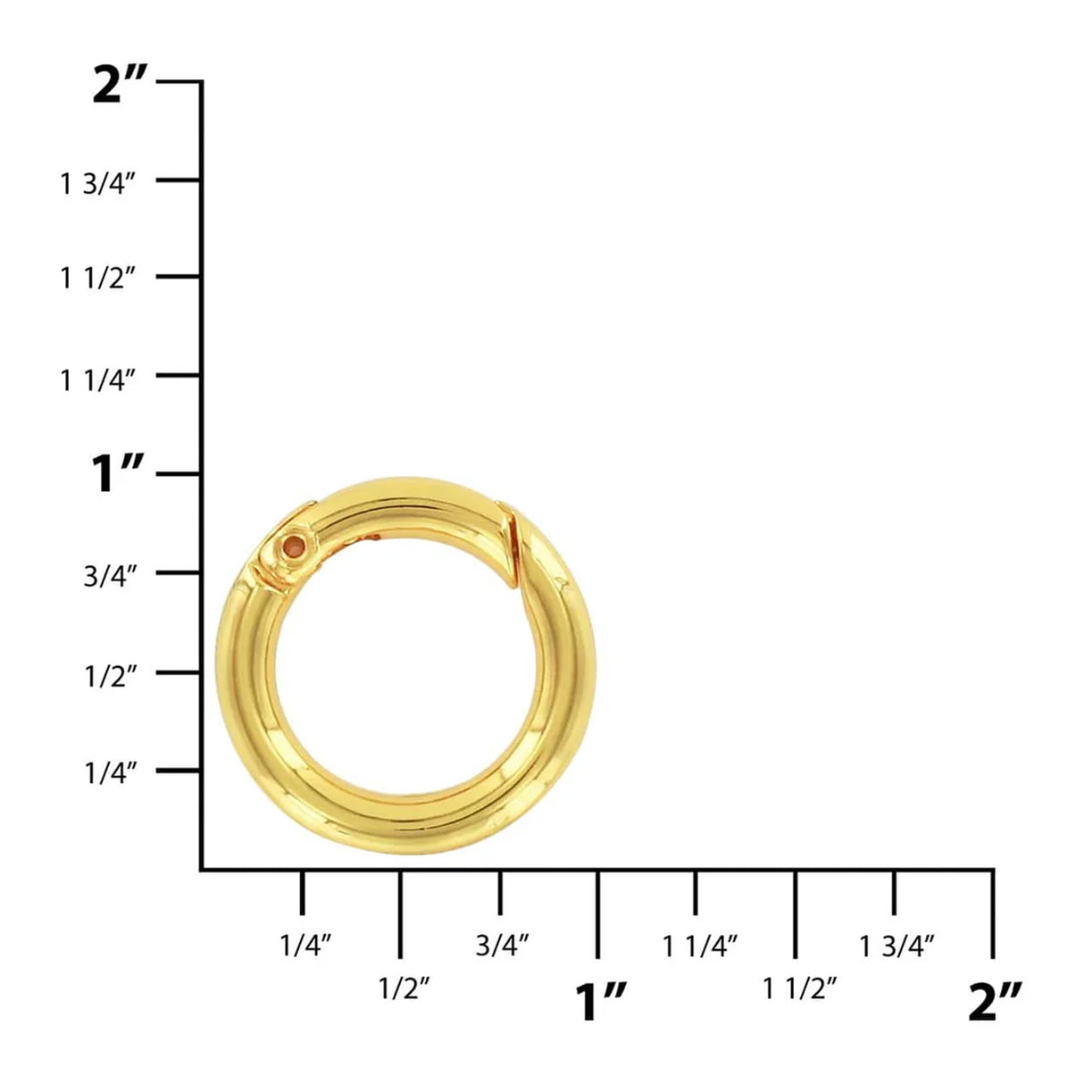 5/8" Shiny Gold, Spring Gate Round Ring, Zinc Alloy-PK5