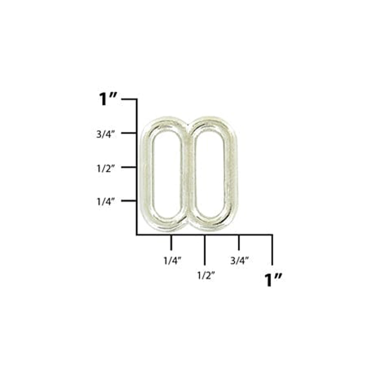 5/8" Nickel, Cast Rounded Tri Bar Slide, Zinc Alloy