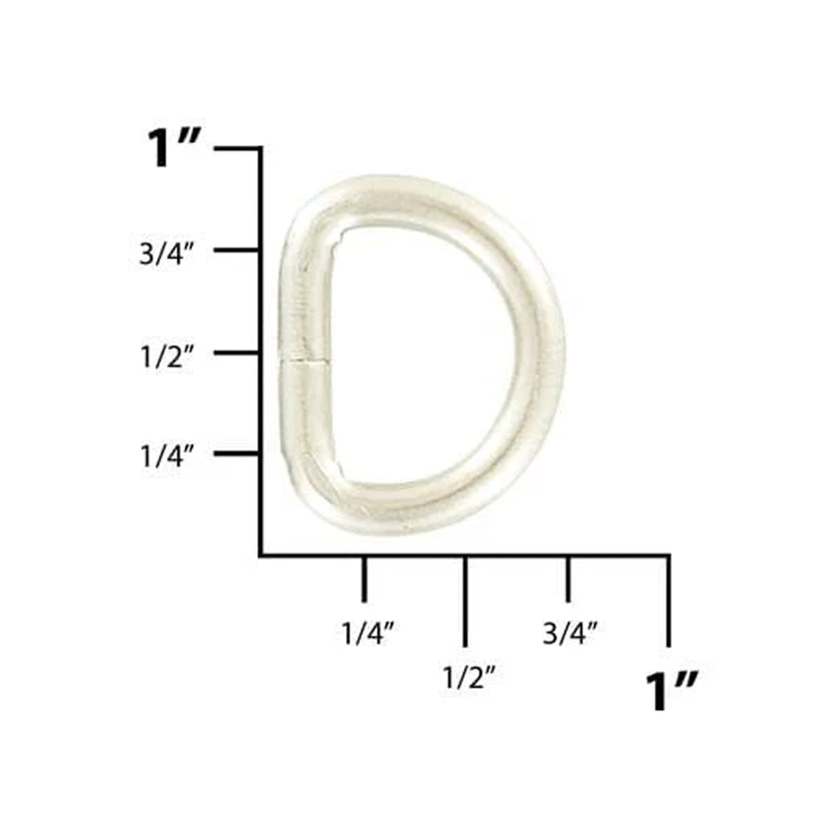 5/8" Satin Nickel, Welded D Ring, Steel