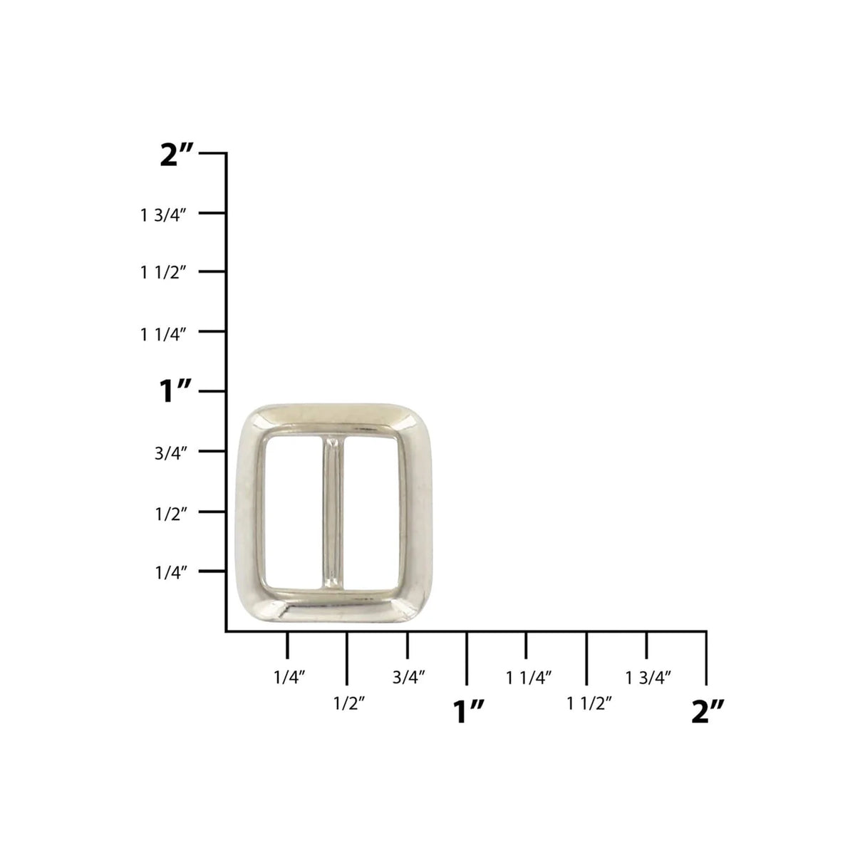 5/8" Shiny Nickel, Cast Concave Tri Glide Buckle, Zinc Alloy