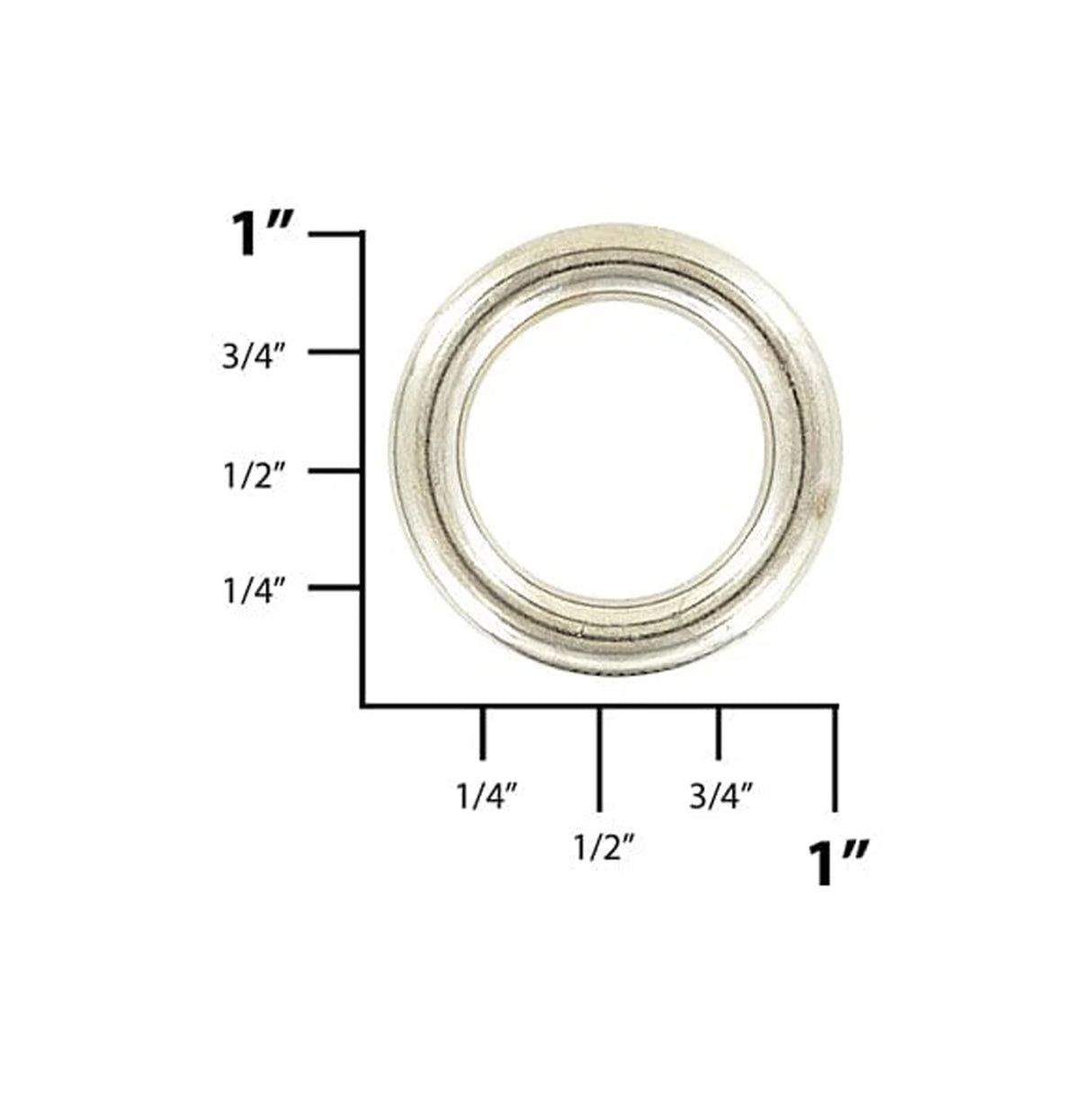 5/8" Shiny Nickel, Solid Round Ring, Zinc Alloy