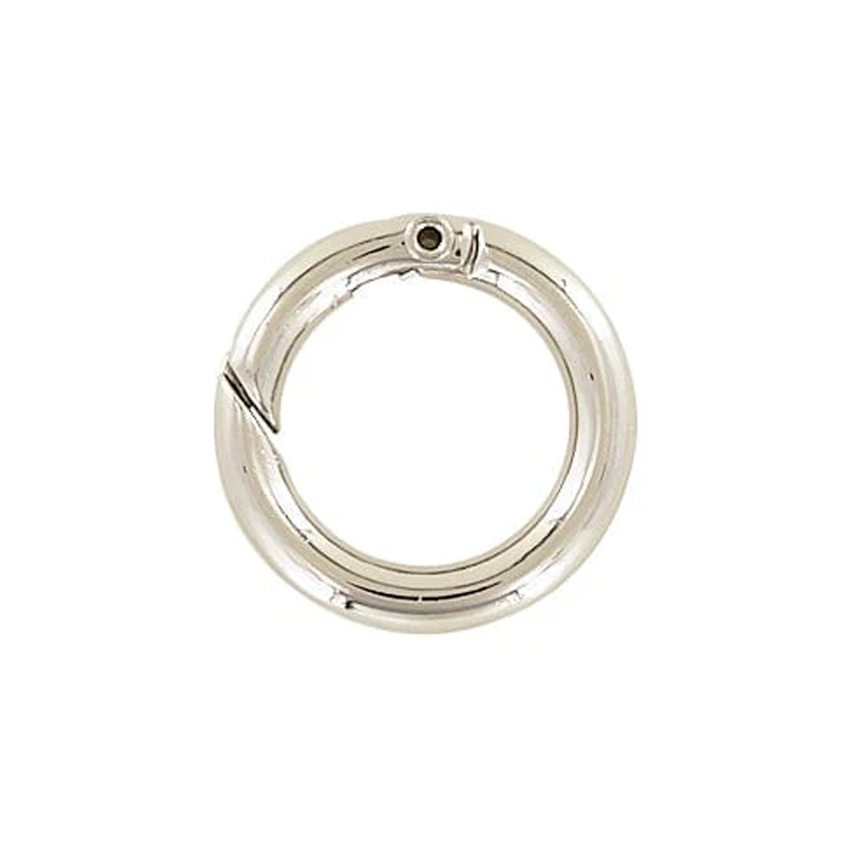 5/8" Shiny Nickel, Spring Gate Round Ring, Zinc Alloy-PK5