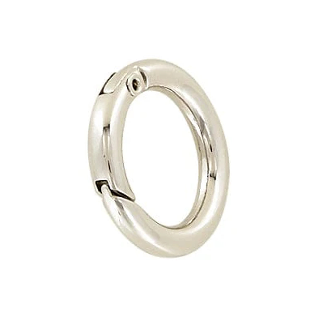 5/8" Shiny Nickel, Spring Gate Round Ring, Zinc Alloy-PK5
