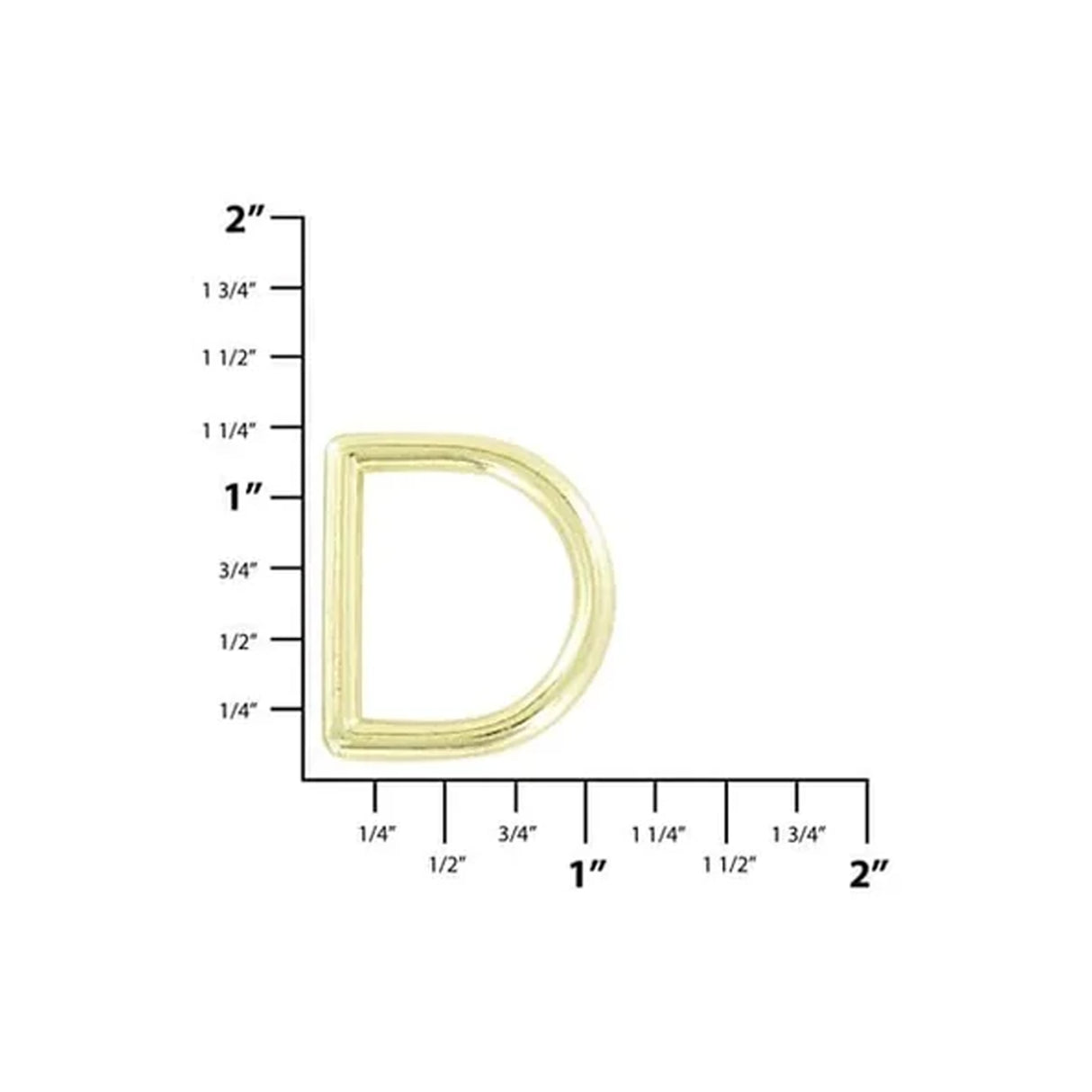 7/8" Shiny Gold, Solid D Ring, Zinc Alloy