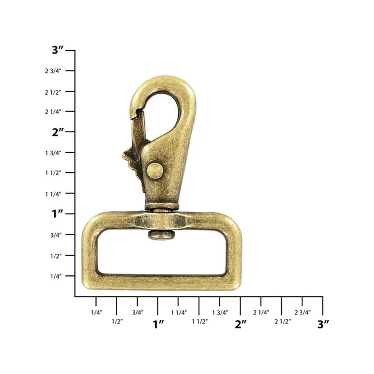 1 1/2" Antique Brass, 2 7/16" Lever Swivel Snap Hook, Zinc Alloy