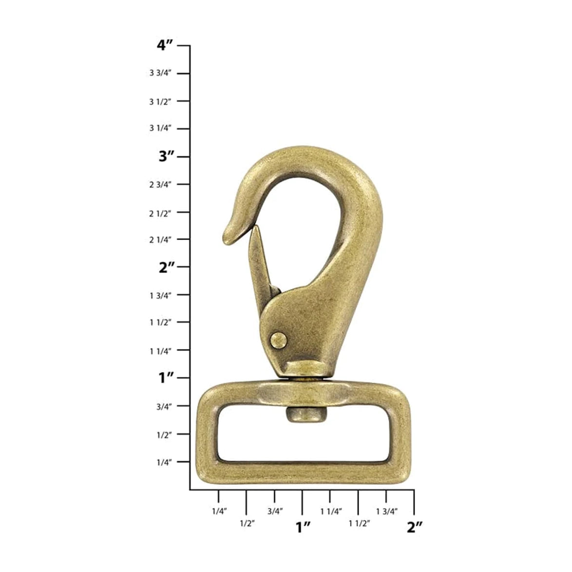 1 1/2" Antique Brass, 3" Lever Swivel Snap Hook, Zinc Alloy