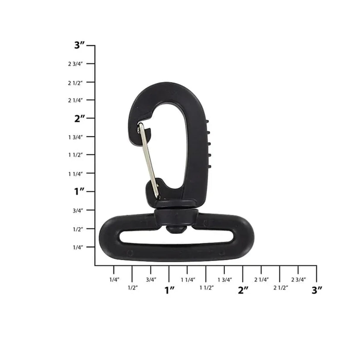 1 1/2" Black, Lever Swivel Snap Hook, Plastic