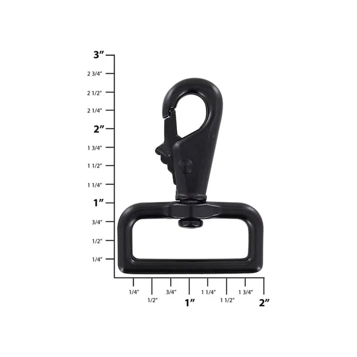 1 1/2" Matte Black, Lever Swivel Snap Hook, Zinc Alloy