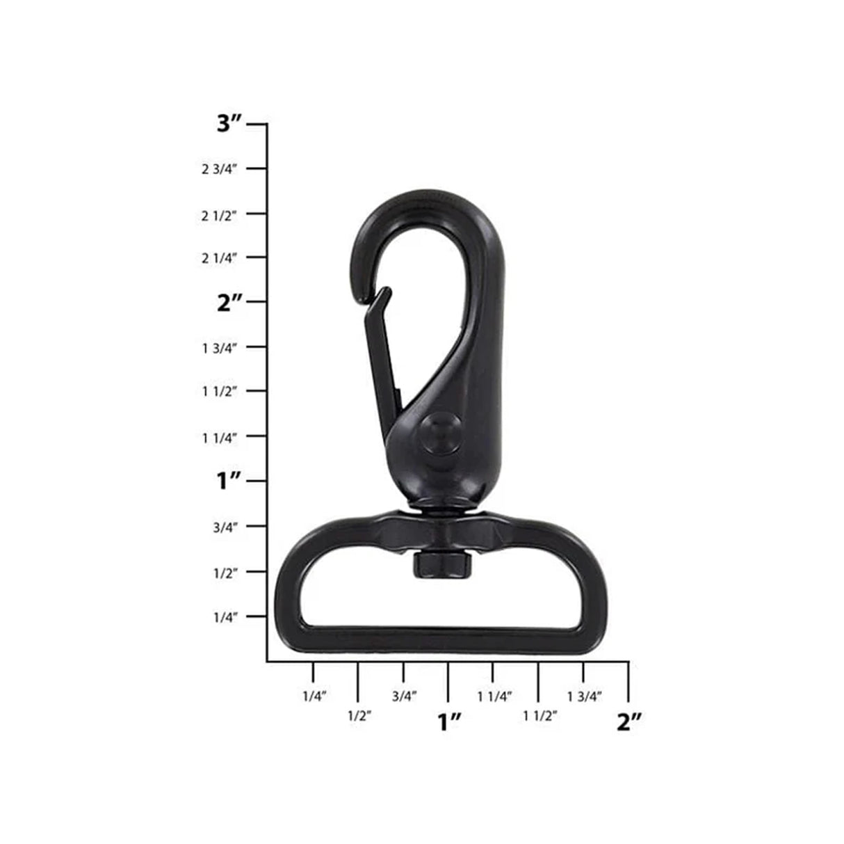 1 1/2" Shiny Black, Lever Swivel Snap Hook, Zinc Alloy