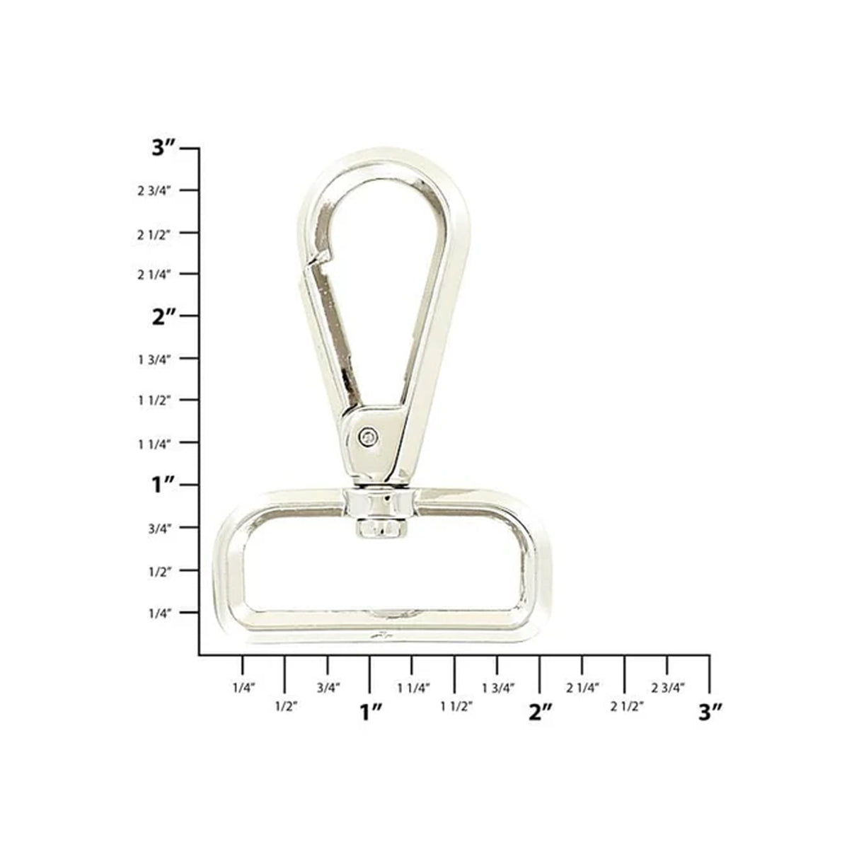 1 1/2" Shiny Nickel, Lever Swivel Snap Hook Beveled, Zinc Alloy