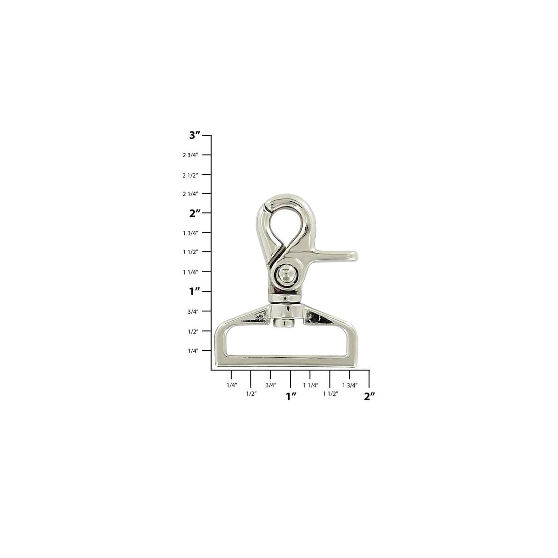 1 1/2" Shiny Nickel, Swivel Snap Hook, Zinc Alloy