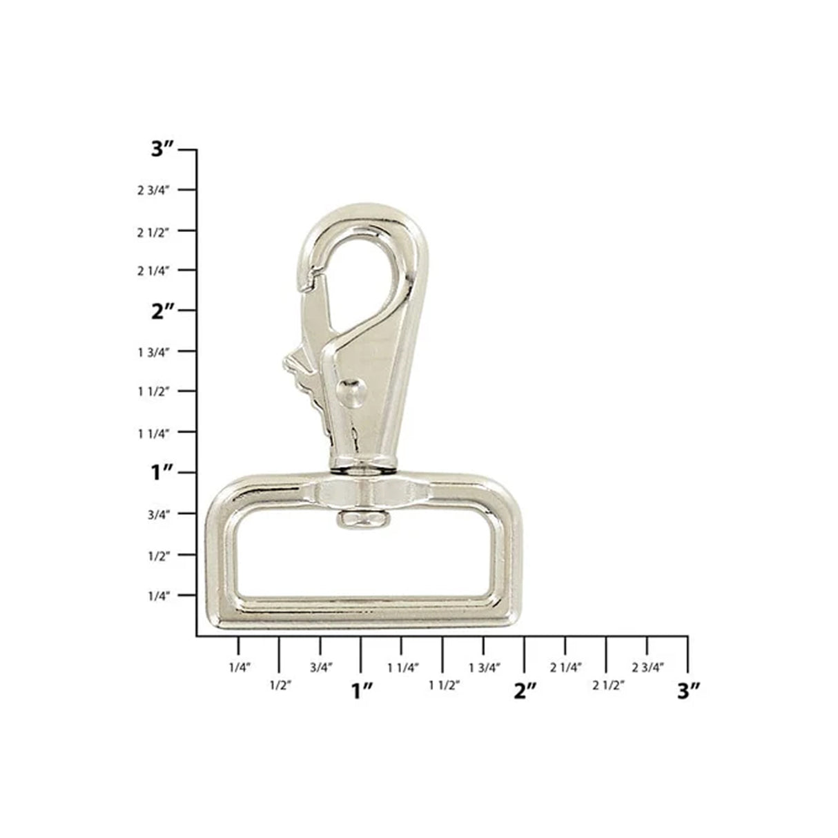 1 1/2" Shiny Nickel, Thumb Lever Swivel Snap Hook, Zinc Alloy