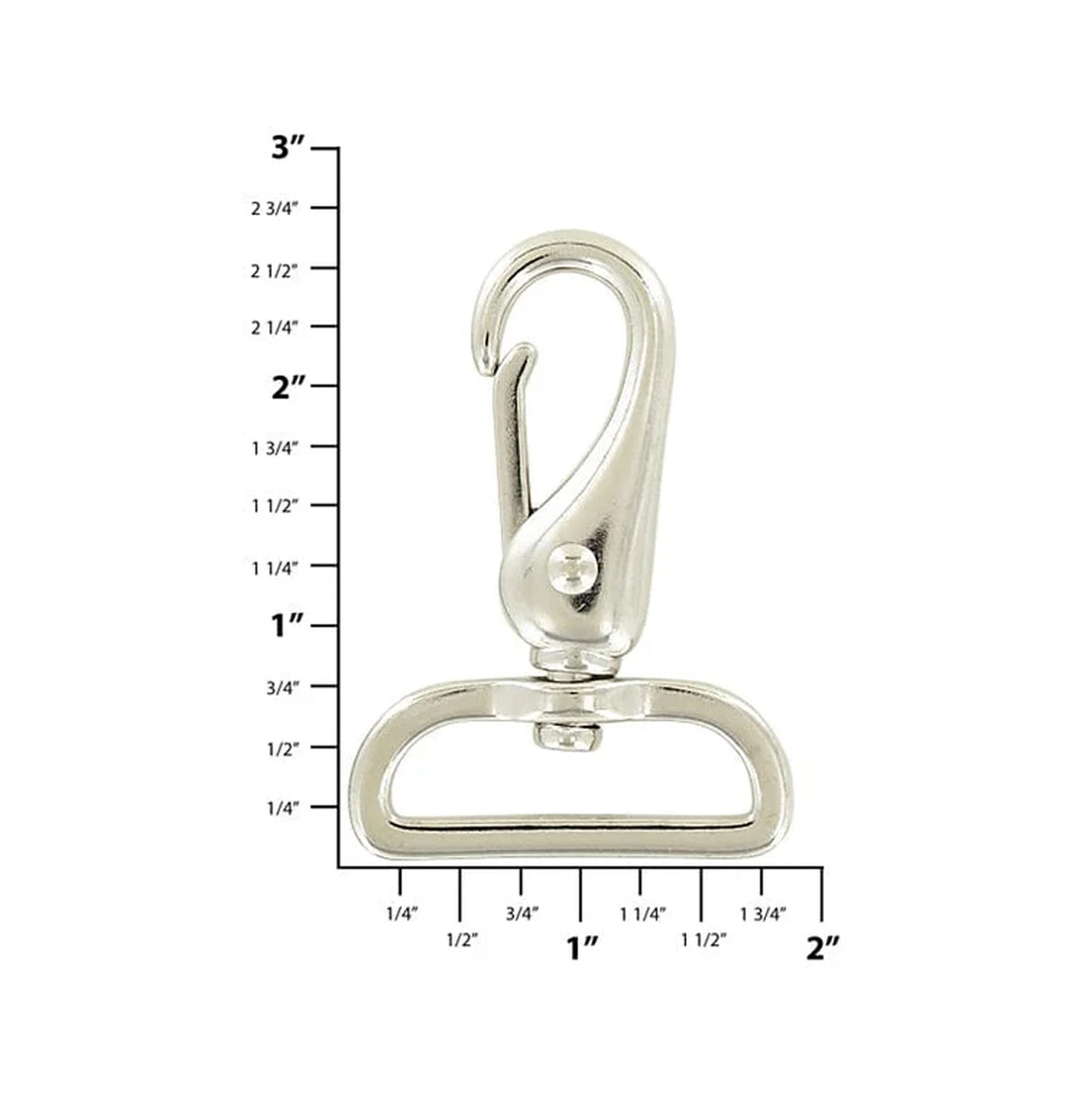 1 1/2" Shiny Nickel, Lever Swivel Snap Hook, Zinc Alloy