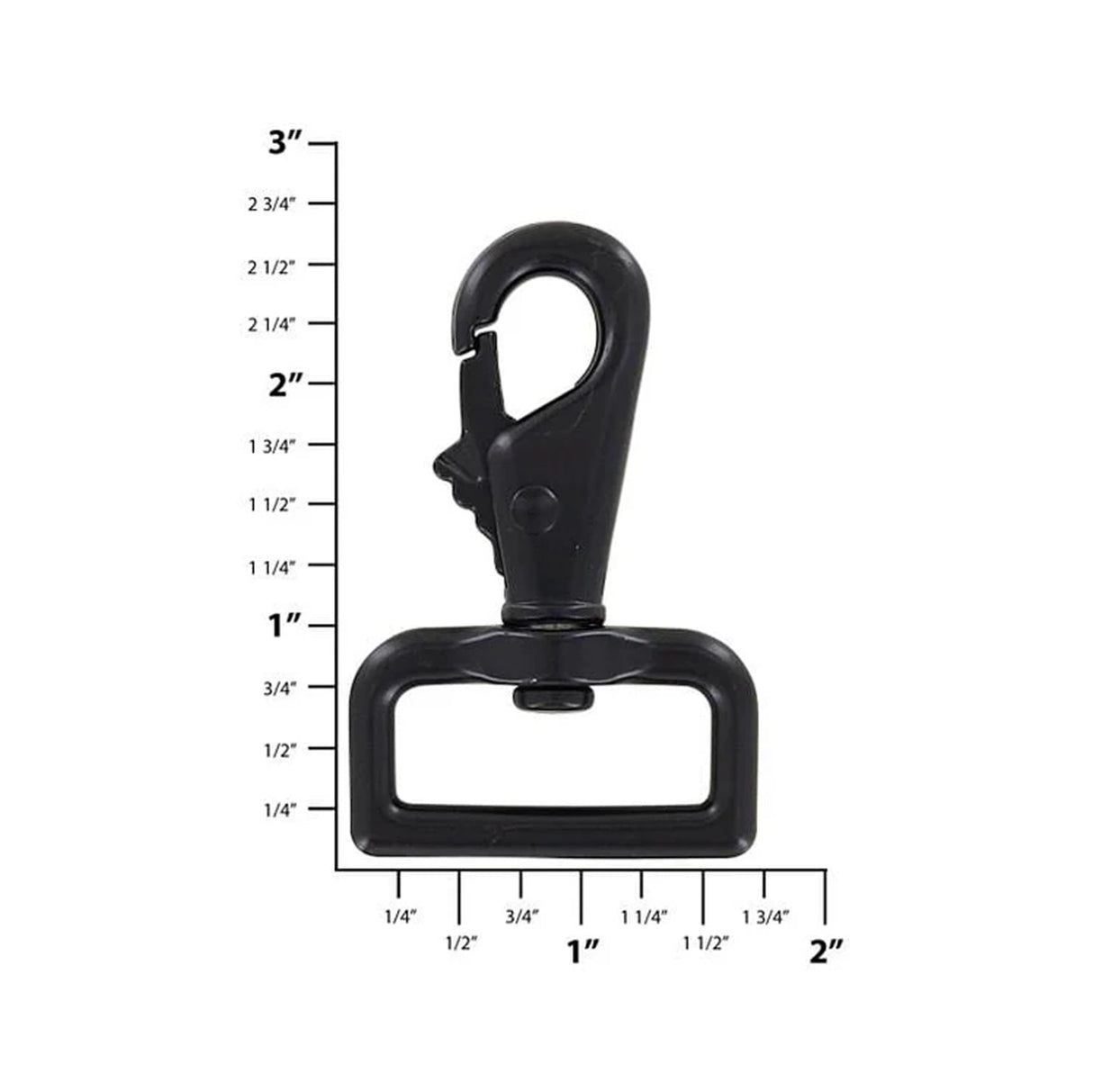1 1/4" Matte Black, Lever Swivel Snap Hook, Zinc Alloy