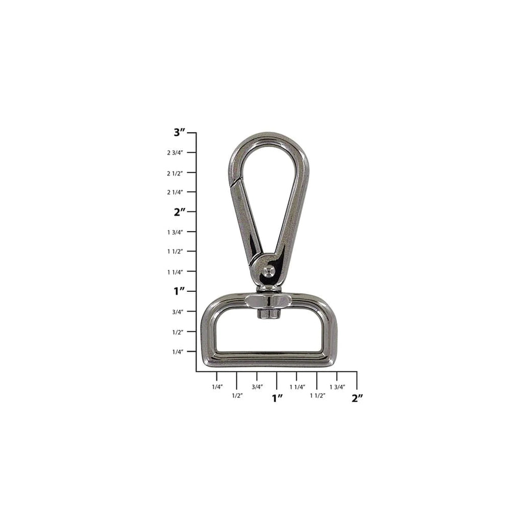 1 1/4" Shiny Gunmetal, Lever Swivel Snap Hook, Zinc Alloy