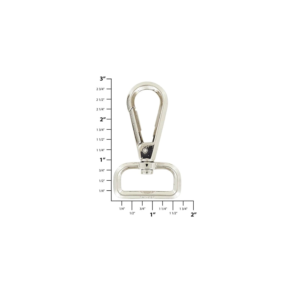 1 1/4" Nickel, Lever Swivel Snap Hook Beveled, Zinc Alloy