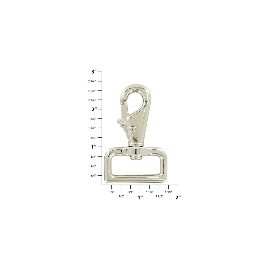 1 1/4" Nickel, Lever Swivel Snap Hook, Zinc Alloy