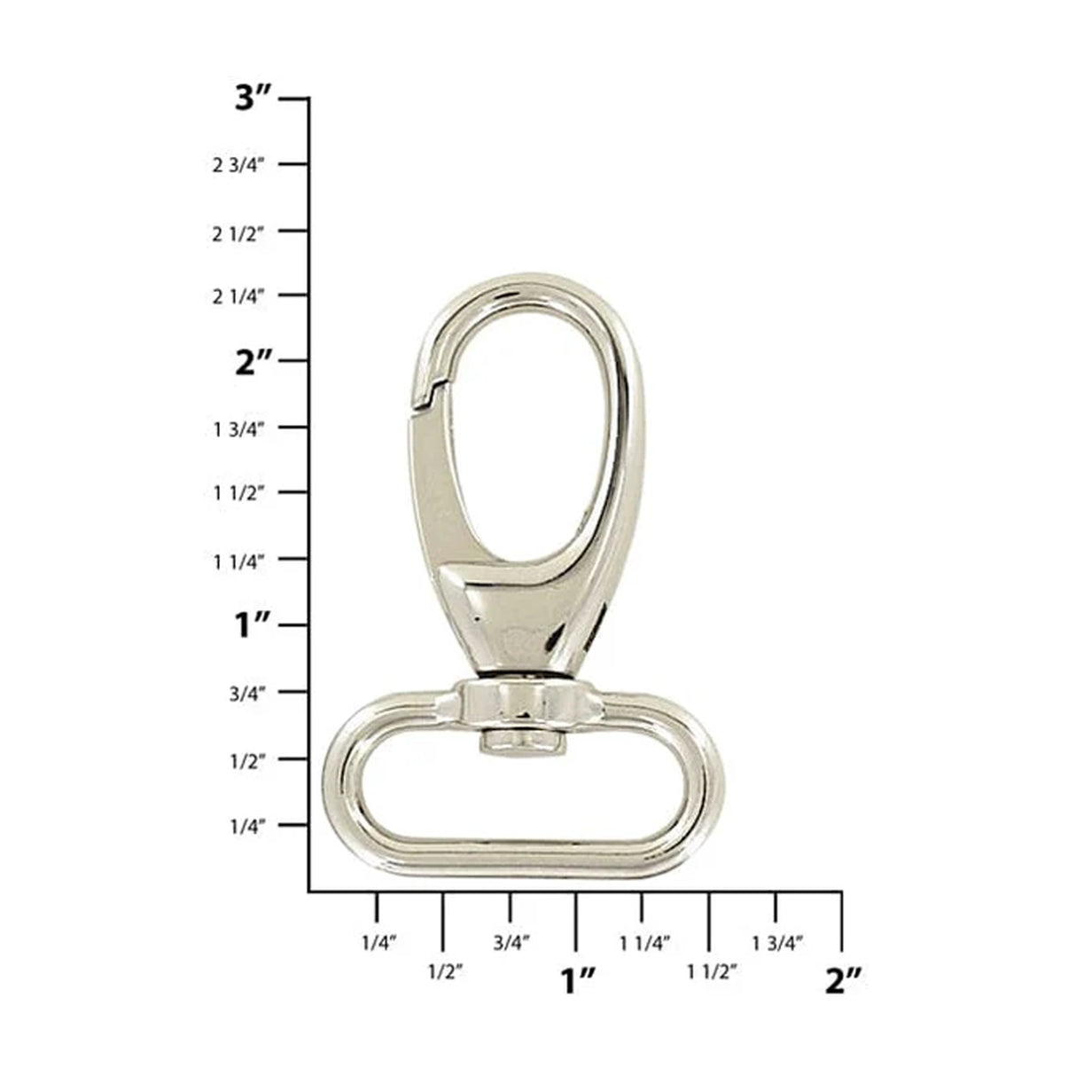 1 1/4" Shiny Nickel, Lever Swivel Snap Hook Short Profile, Zinc Alloy
