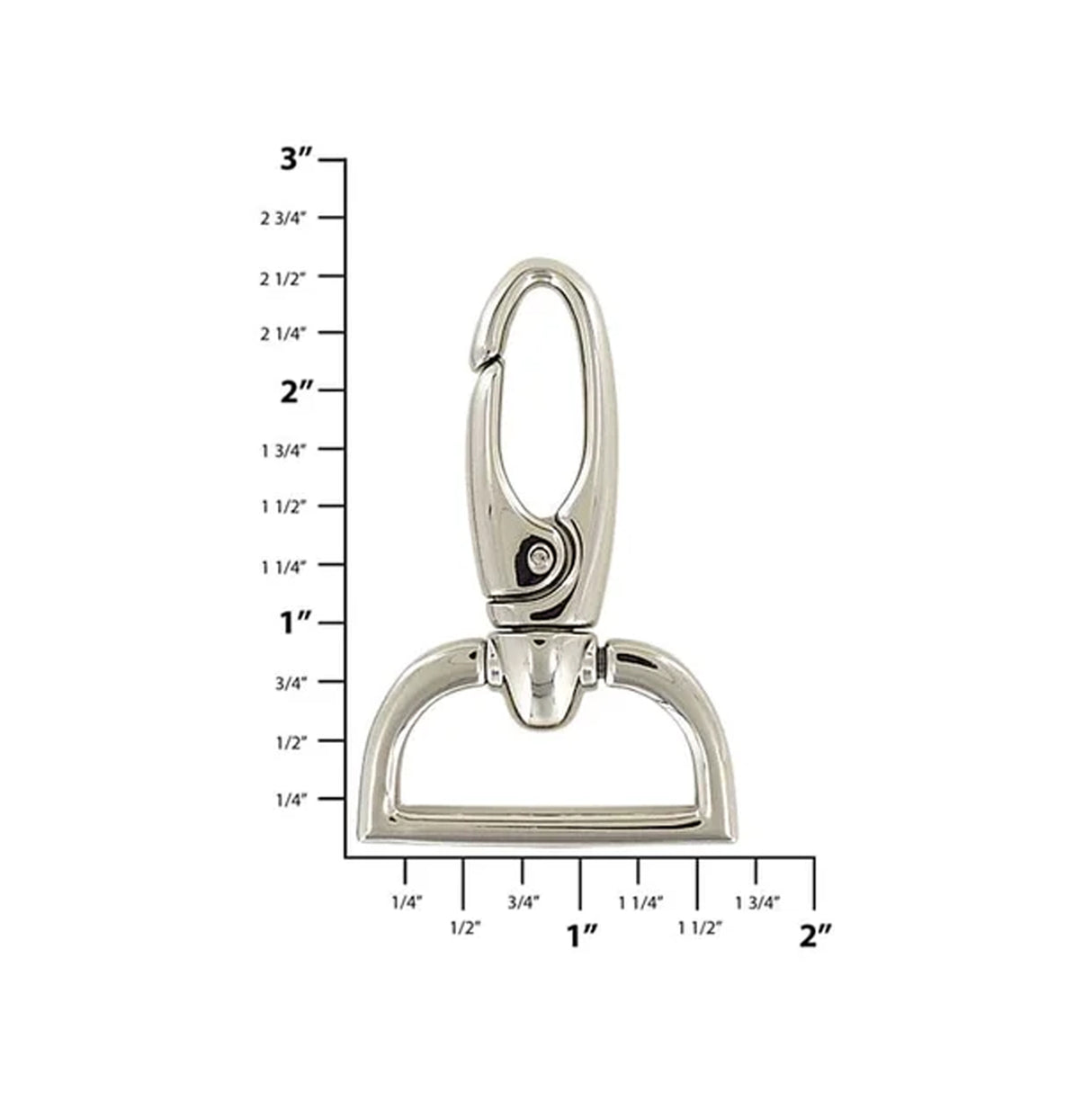 1 1/4" Shiny Nickel, Lever Swivel Snap Hook Long Profile, Zinc Alloy
