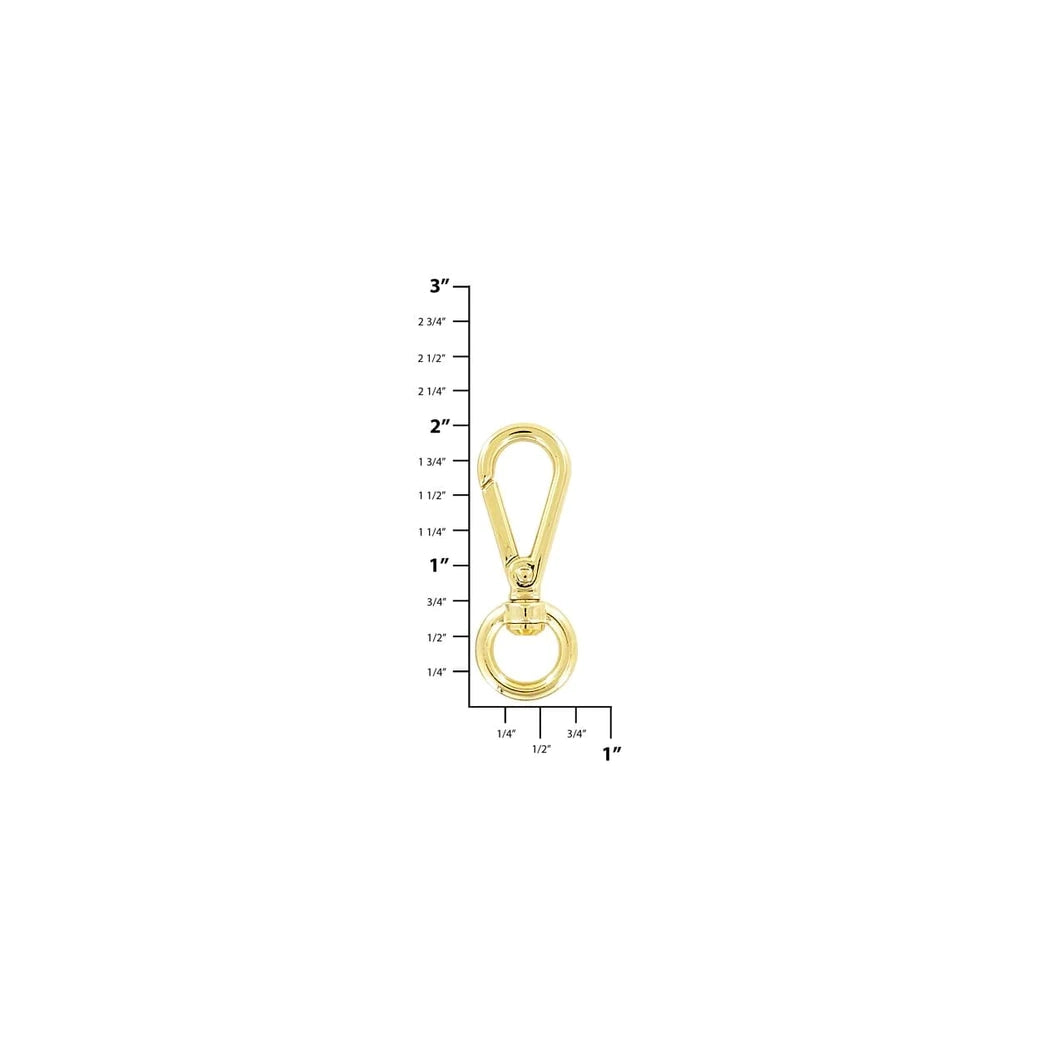 1/2" Shiny Gold, Swivel Snap Hook, Zinc Alloy - 5pk