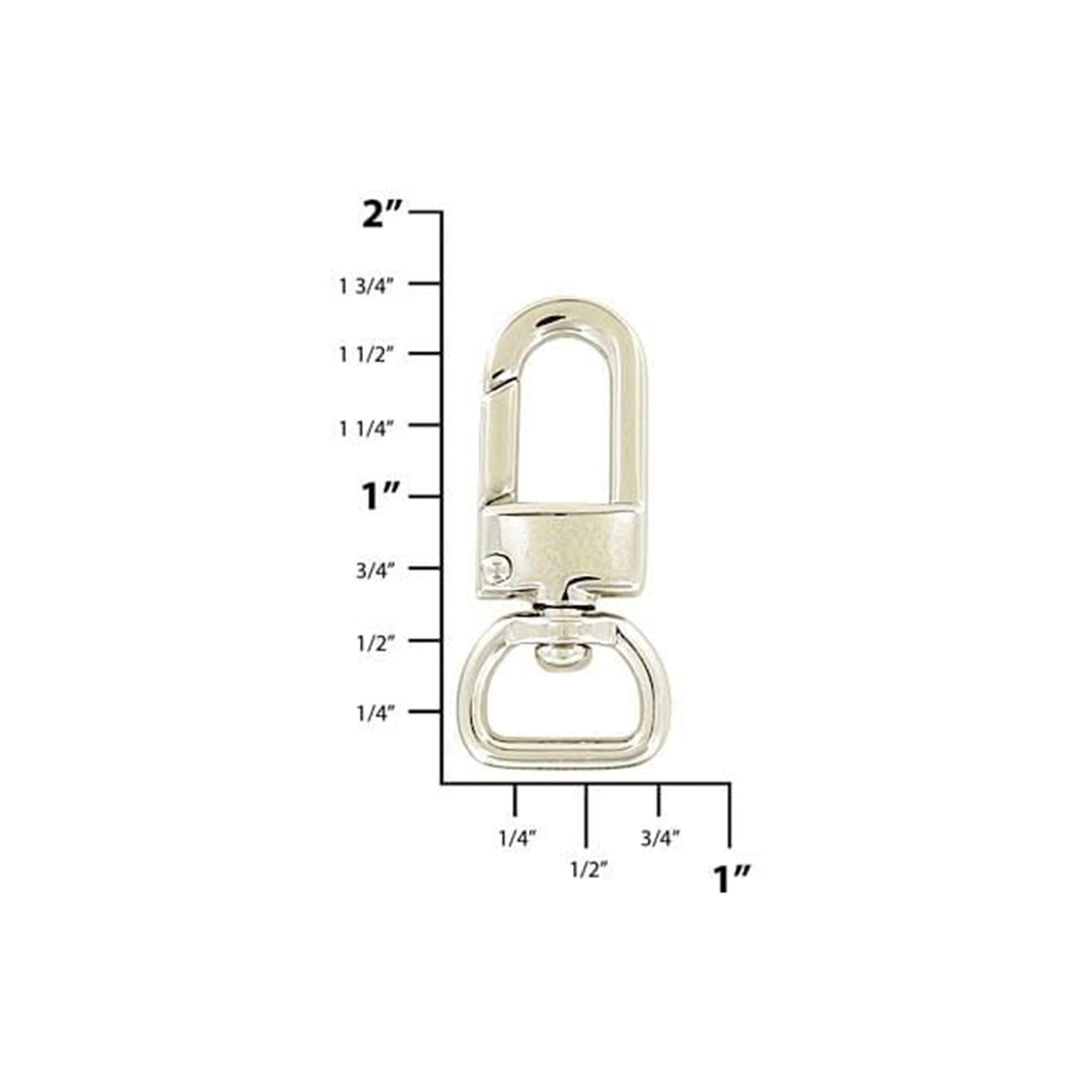 1/2" Shiny Nickel, 1 5/8" Lever Swivel Snap Hook, Zinc Alloy, 5-Pack