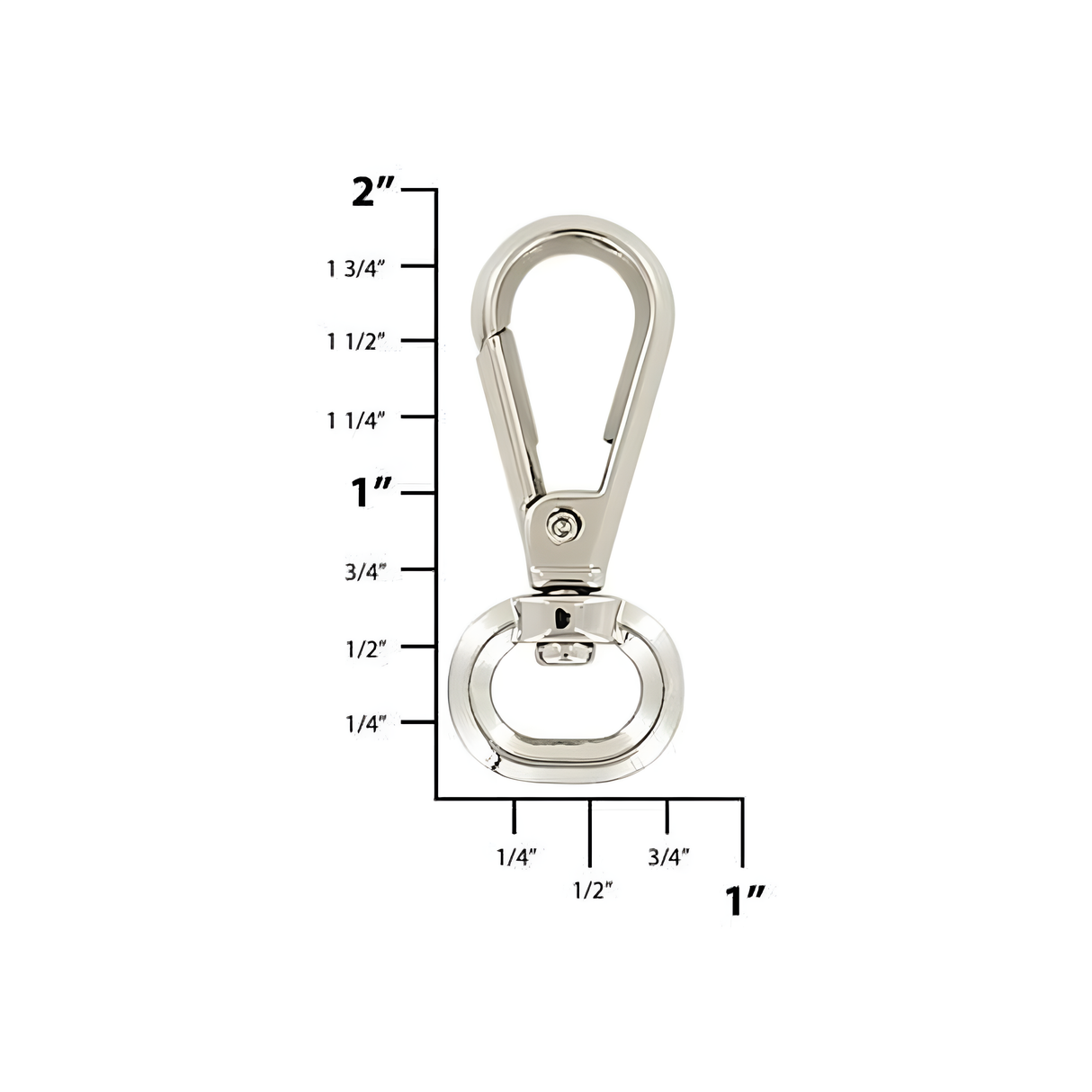 1/2" Shiny Nickel, Lever Swivel Snap Hook, Zinc Alloy