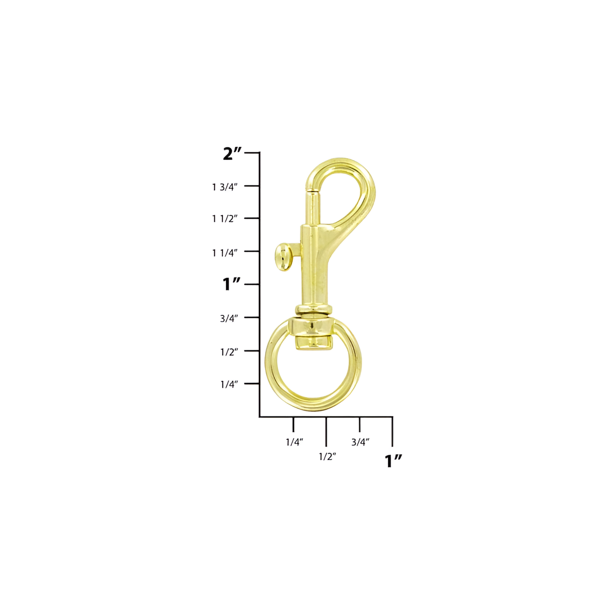 1/2" Shiny Gold, Bolt Swivel Snap Hook, Zinc Alloy
