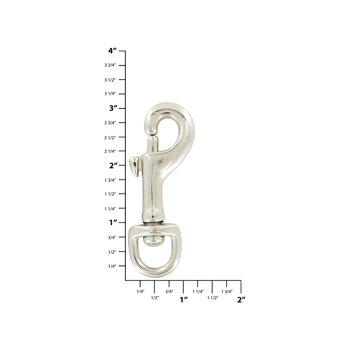 1/2" Shiny Nickel, Bolt Swivel Snap Hook, Malleable Iron