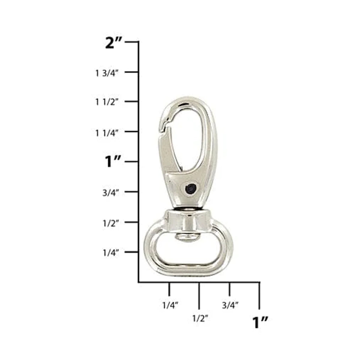1/2" Shiny Nickel, 1 3/8" Lever Swivel Snap Hook, Zinc Alloy, 5-Pack
