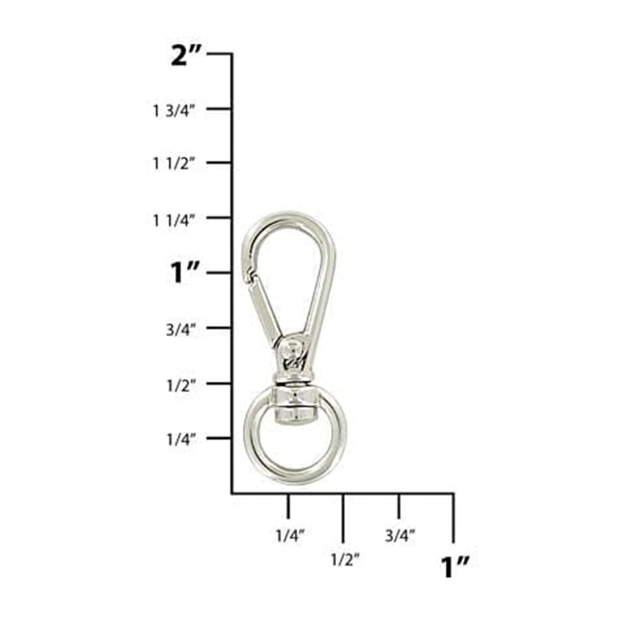 1/4" Shiny Nickel, 1 3/16" Lever Swivel Snap Hook, Zinc Alloy, 5-Pack