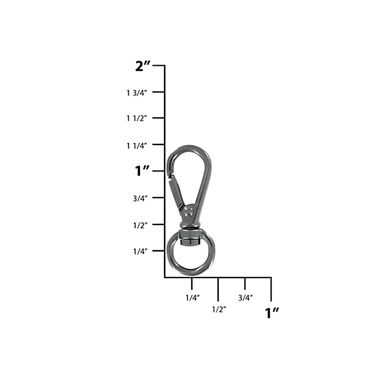 1/4" Shiny Gunmetal, Lever Swivel Snap Hook, Zinc Alloy-PK5