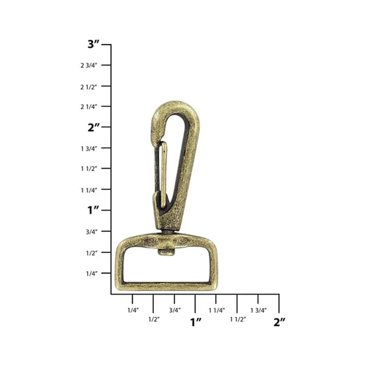 1" Antique Brass, 2 1/8" Lever Swivel Snap Hook, Zinc Alloy