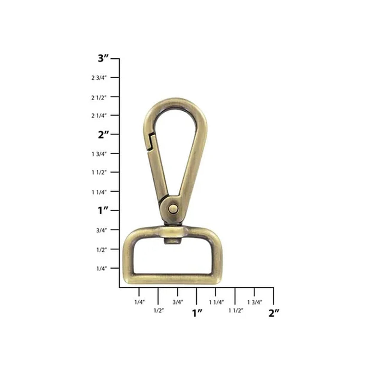 1" Antique Brass, 2 3/8" Lever Swivel Snap Hook, Zinc Alloy