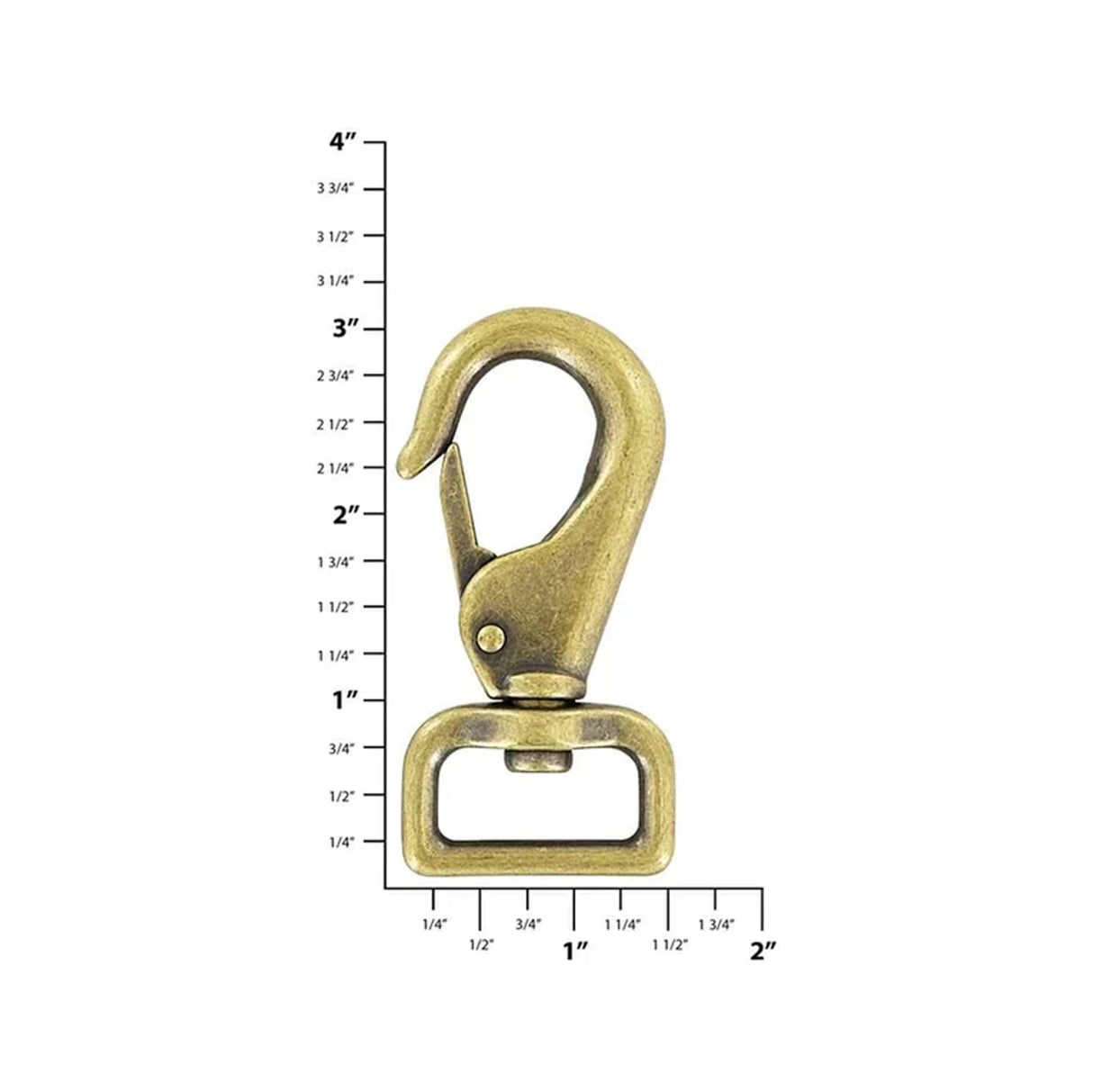 1" Antique Brass, 2 15/16" Lever Swivel Snap Hook, Zinc Alloy